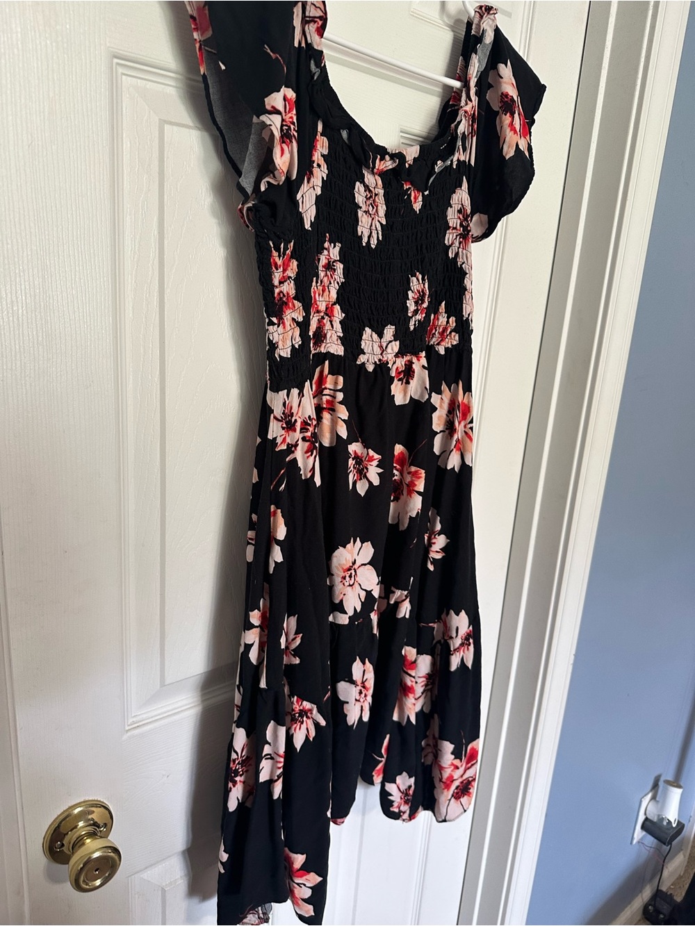 Maurices black Floral off shoulder Midi Dress